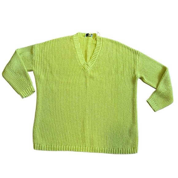 Zara Oversized Yellow Knit V-Neck Sweater - Picture 5 of 11